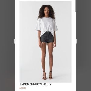 AGOLDE High Rise Jaden Cut Off Shorts in Helix